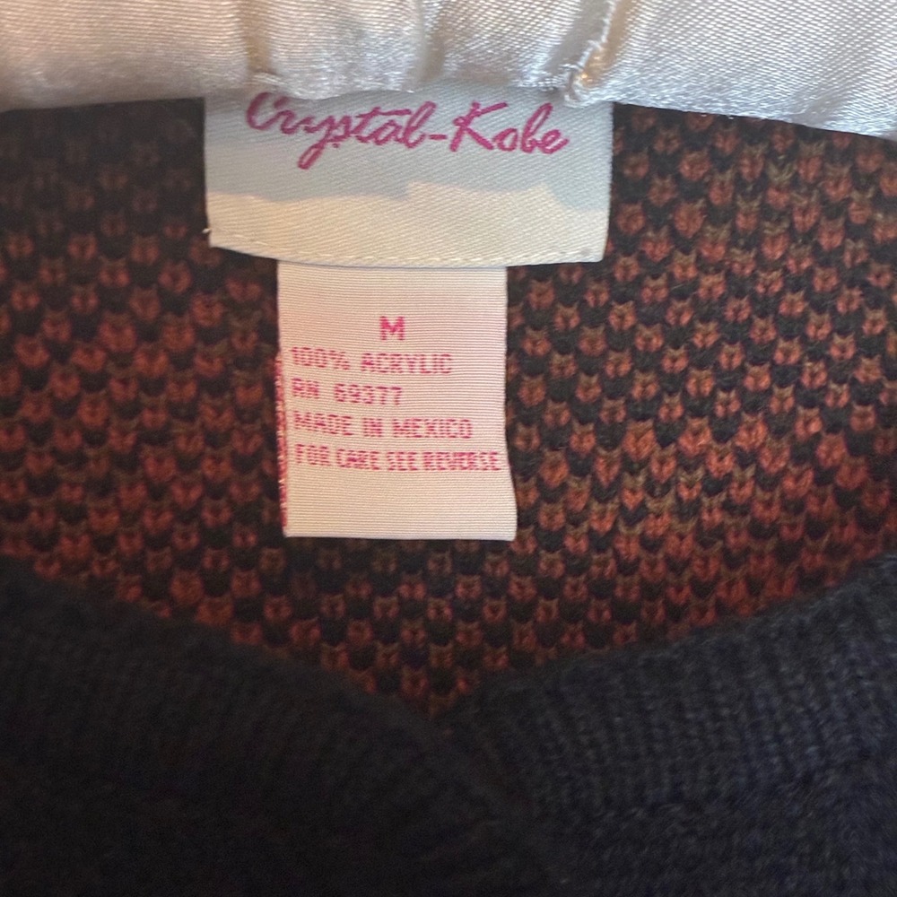 Vintage 90s Crystal Kobe Cardigan Sweater Medium Cottagecore‎ Fall Autumn - Picture 6 of 8